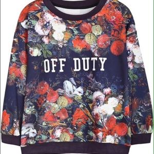 Zara “OFF DUTY” Floral Cropped Hoodie S